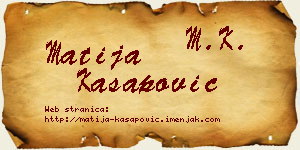 Matija Kasapović vizit kartica